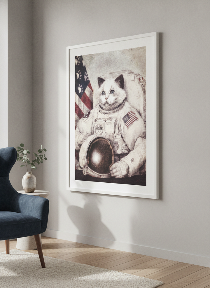 Modern wall art styled above a sofa in a neutral living room