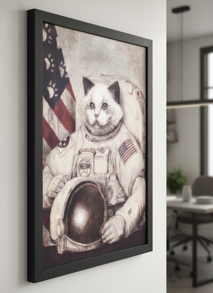 Contemporary wall art featured in a bright modern office workspace