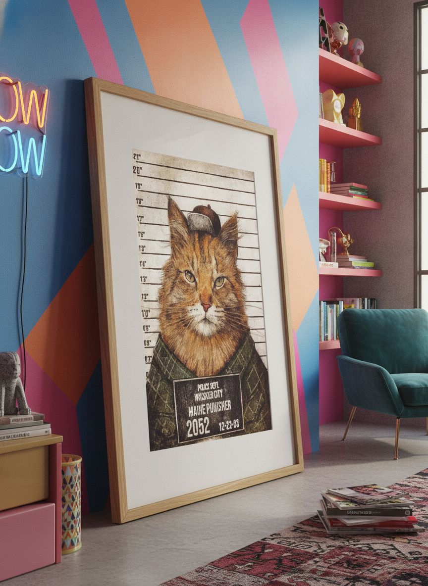 Bold wall art styled in a colourful, eclectic modern home