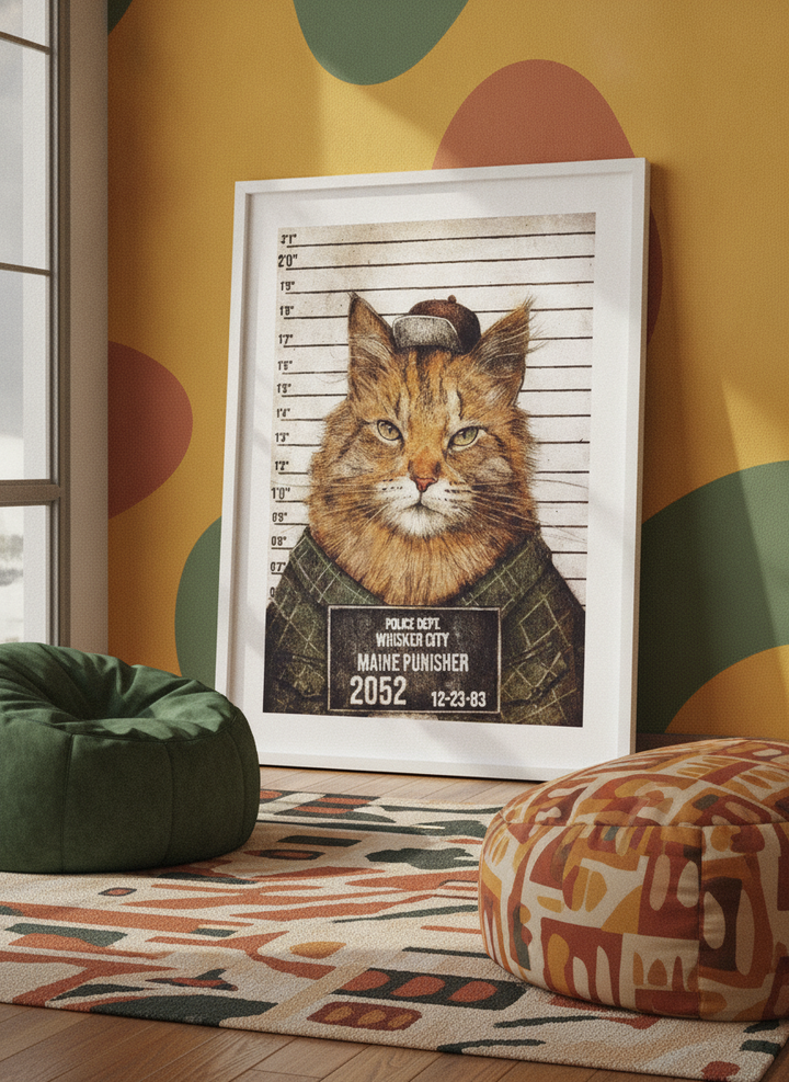 Bold wall art styled in a colourful, eclectic modern home