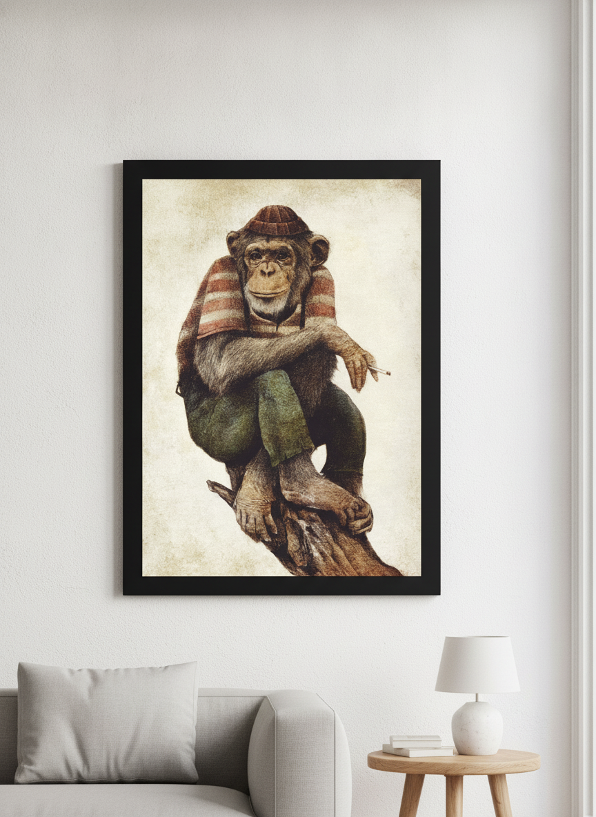 Modern wall art styled above a sofa in a neutral living room