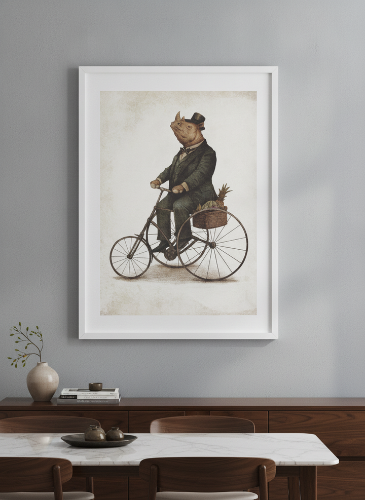 Wall art styled above a dining table in a contemporary home