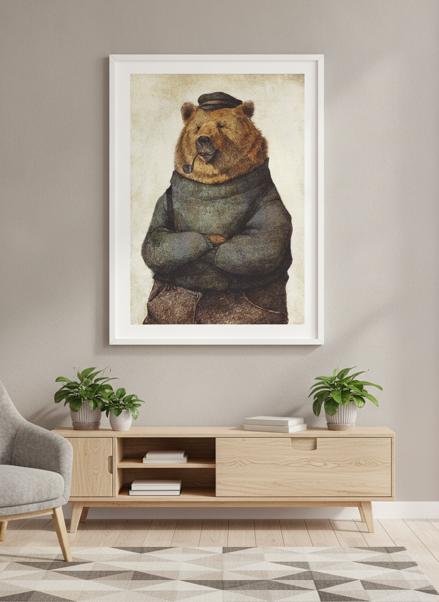 Modern wall art styled above a sofa in a neutral living room