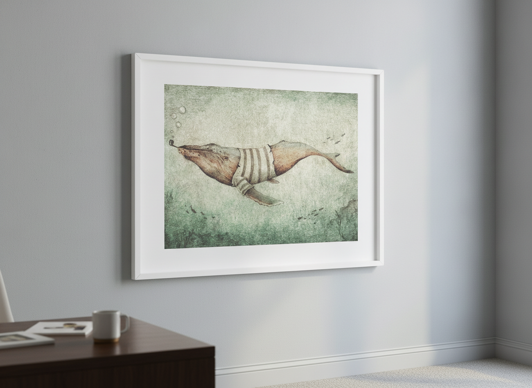 Contemporary wall art featured in a bright modern office workspace