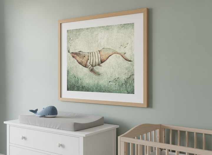 Soft neutral wall art styled in a serene nursery with pastel tones