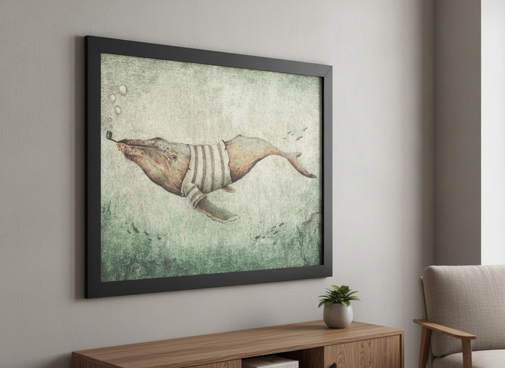 Modern wall art styled above a sofa in a neutral living room