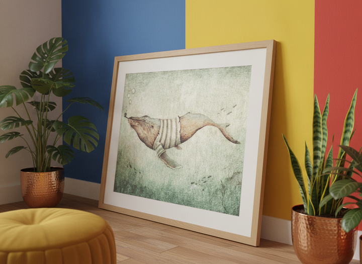 Bold wall art styled in a colourful, eclectic modern home