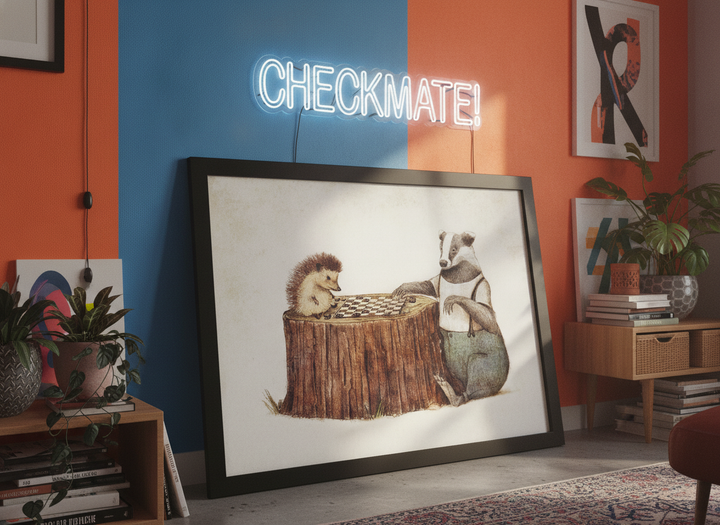 Bold wall art styled in a colourful, eclectic modern home