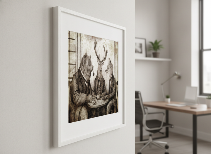 Contemporary wall art featured in a bright modern office workspace
