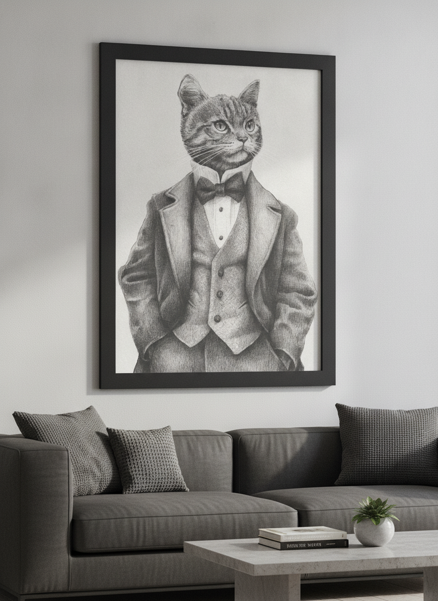 Modern wall art styled above a sofa in a neutral living room