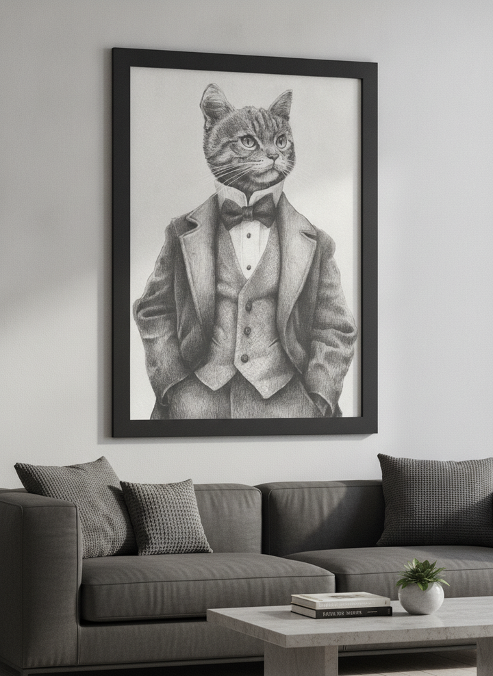 Modern wall art styled above a sofa in a neutral living room