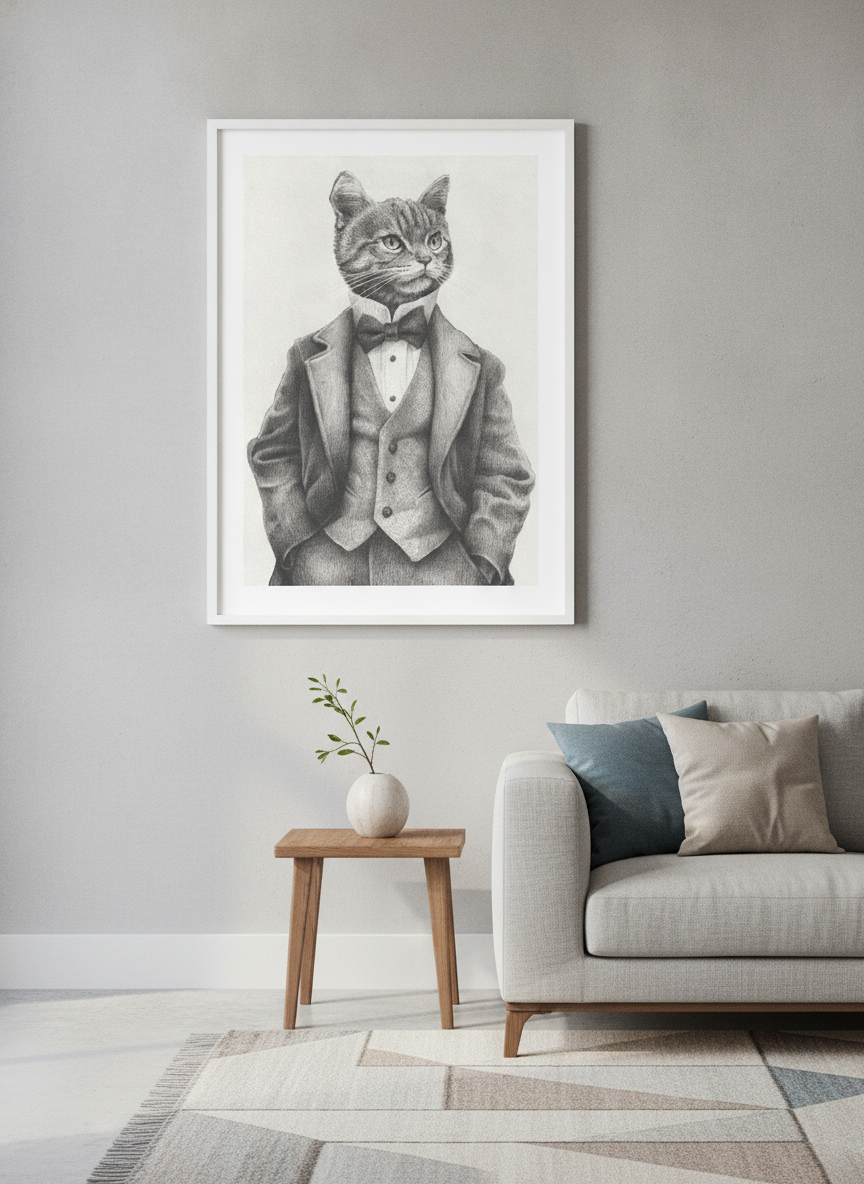 Modern wall art styled above a sofa in a neutral living room