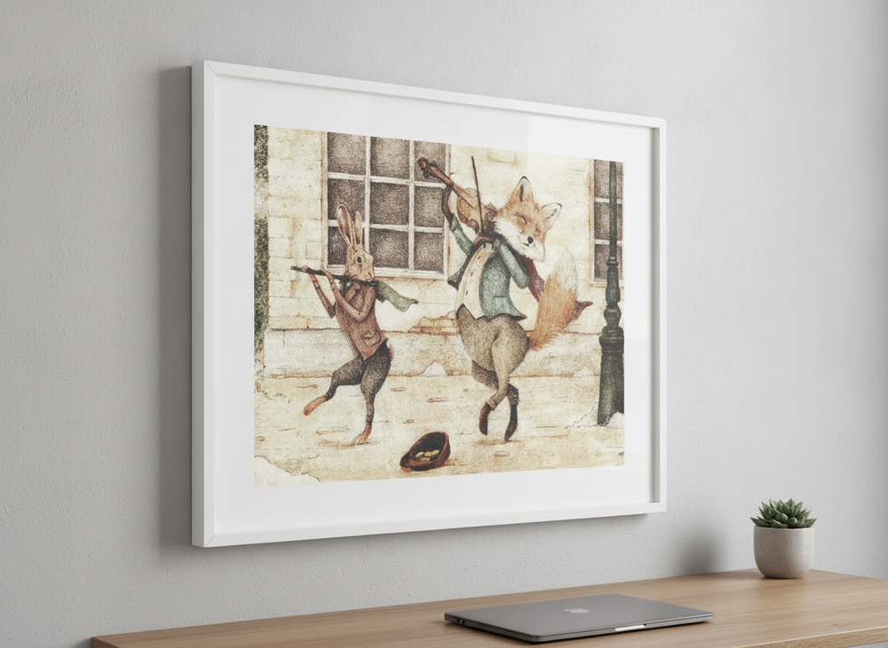 Contemporary wall art featured in a bright modern office workspace