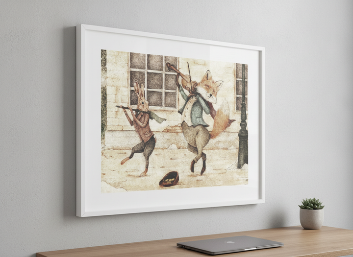 Contemporary wall art featured in a bright modern office workspace