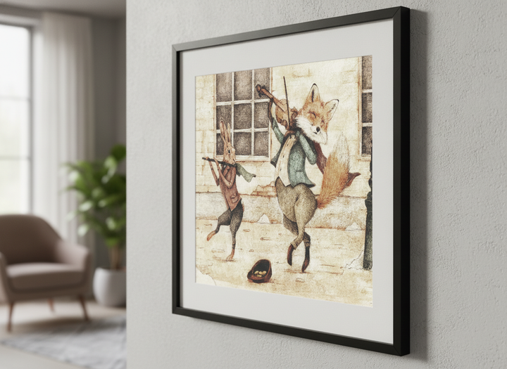 Modern wall art styled above a sofa in a neutral living room