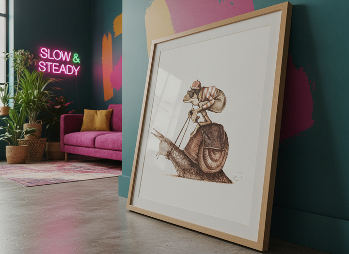 Bold wall art styled in a colourful, eclectic modern home