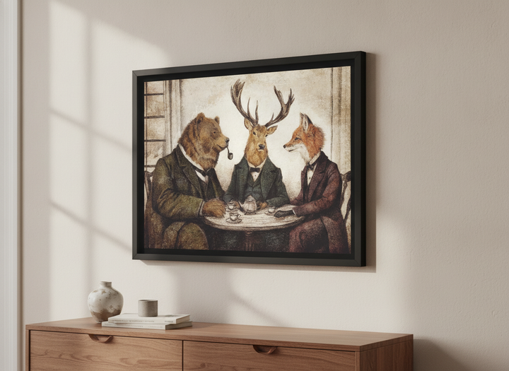 Minimalist artwork displayed in a calm, light-filled bedroom interior