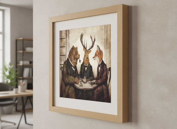 Contemporary wall art featured in a bright modern office workspace