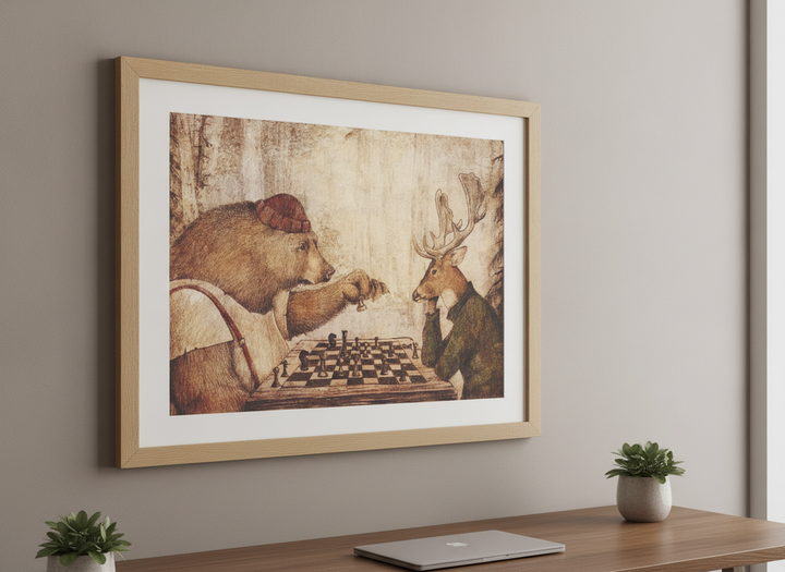 Contemporary wall art featured in a bright modern office workspace