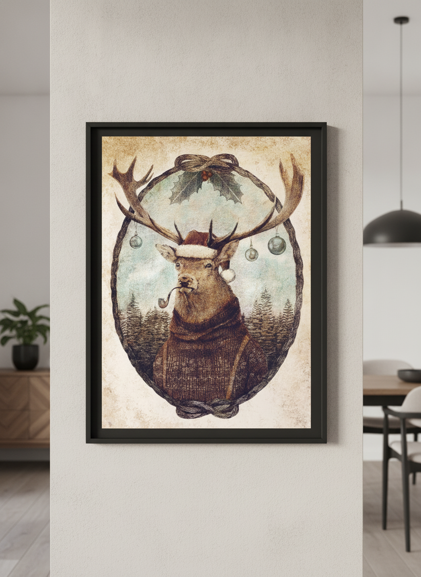 Wall art styled above a dining table in a contemporary home