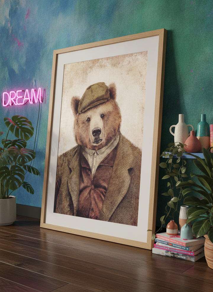 Bold wall art styled in a colourful, eclectic modern home
