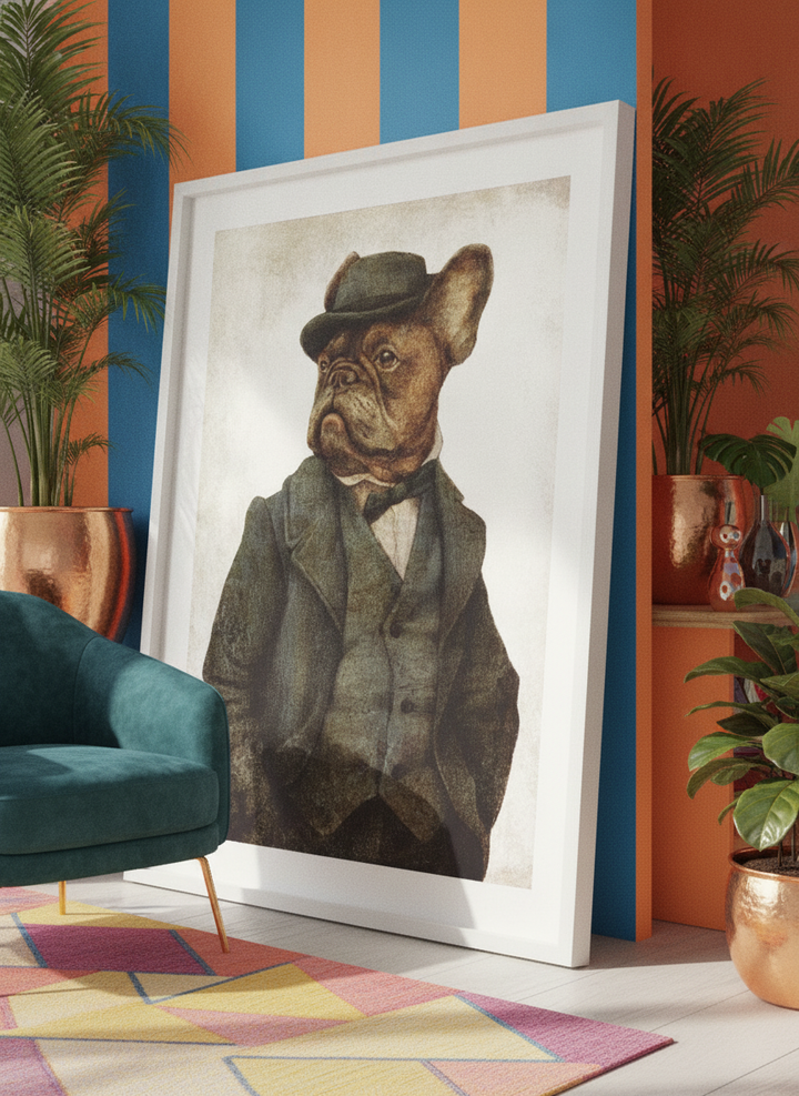 Bold wall art styled in a colourful, eclectic modern home
