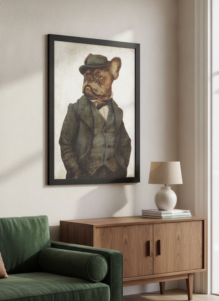 Modern wall art styled above a sofa in a neutral living room