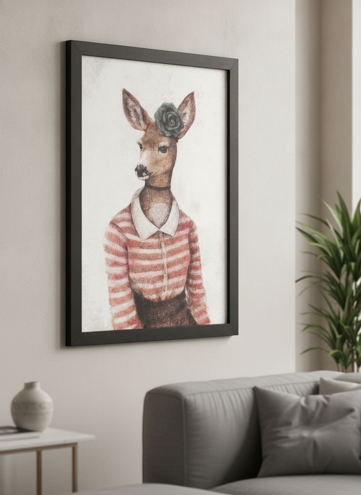 Modern wall art styled above a sofa in a neutral living room
