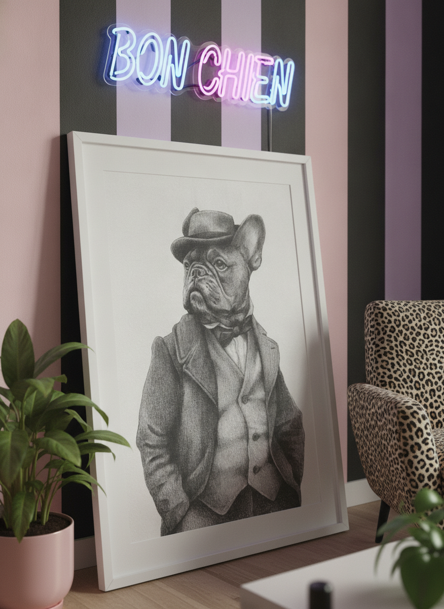 Bold wall art styled in a colourful, eclectic modern home