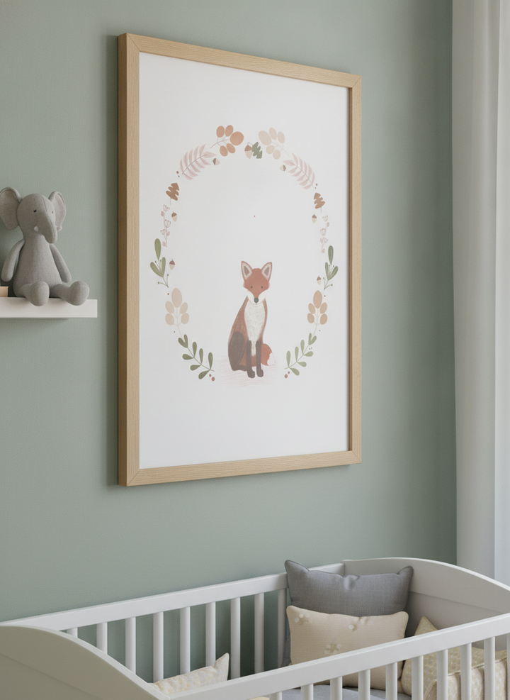 Soft neutral wall art styled in a serene nursery with pastel tones