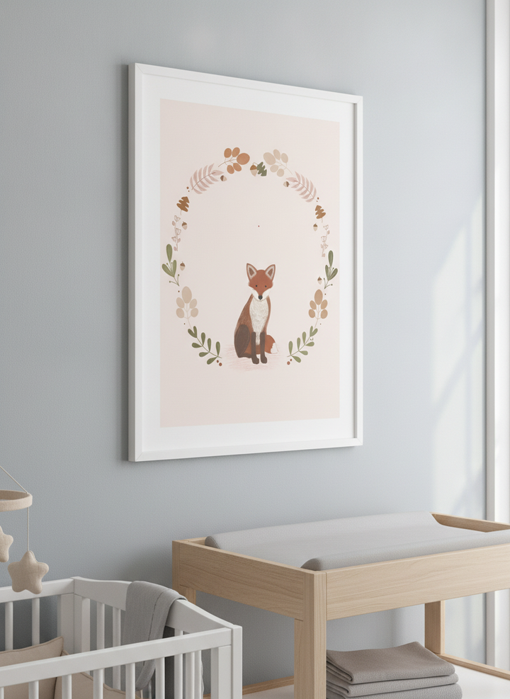 Soft neutral wall art styled in a serene nursery with pastel tones