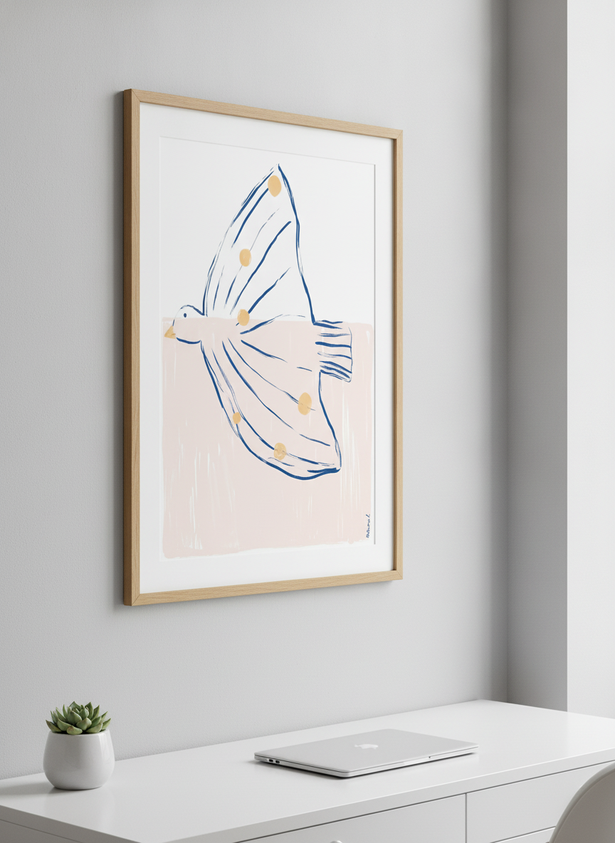 Contemporary wall art featured in a bright modern office workspace