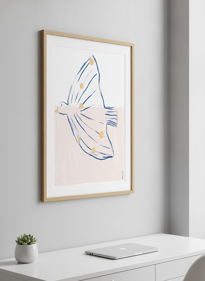 Contemporary wall art featured in a bright modern office workspace
