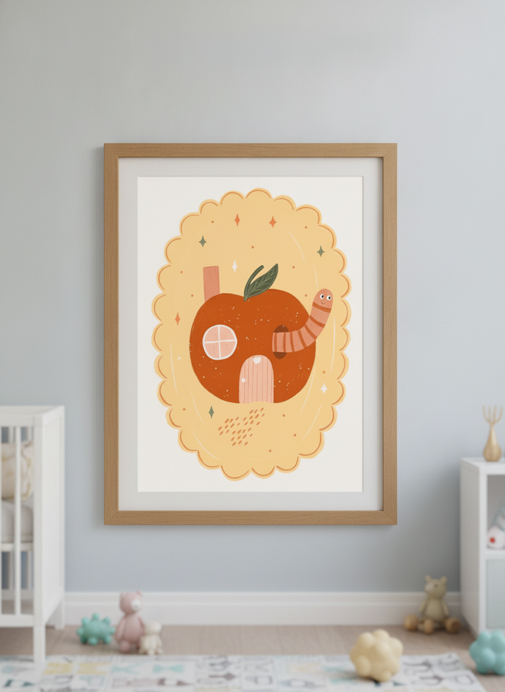 Soft neutral wall art styled in a serene nursery with pastel tones