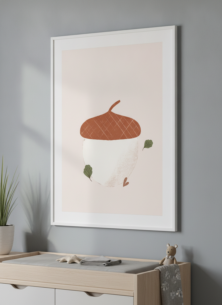 Soft neutral wall art styled in a serene nursery with pastel tones