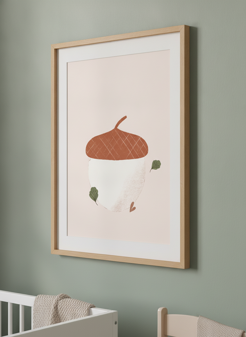 Soft neutral wall art styled in a serene nursery with pastel tones