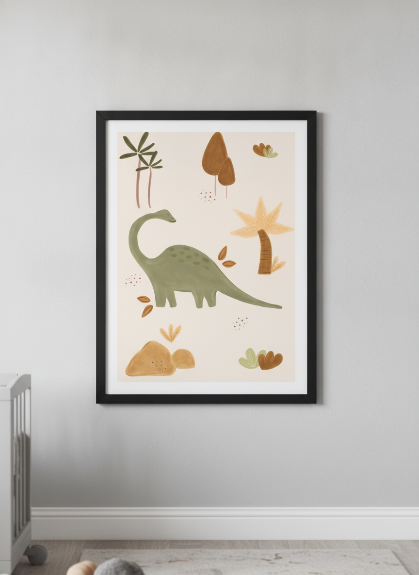 Soft neutral wall art styled in a serene nursery with pastel tones