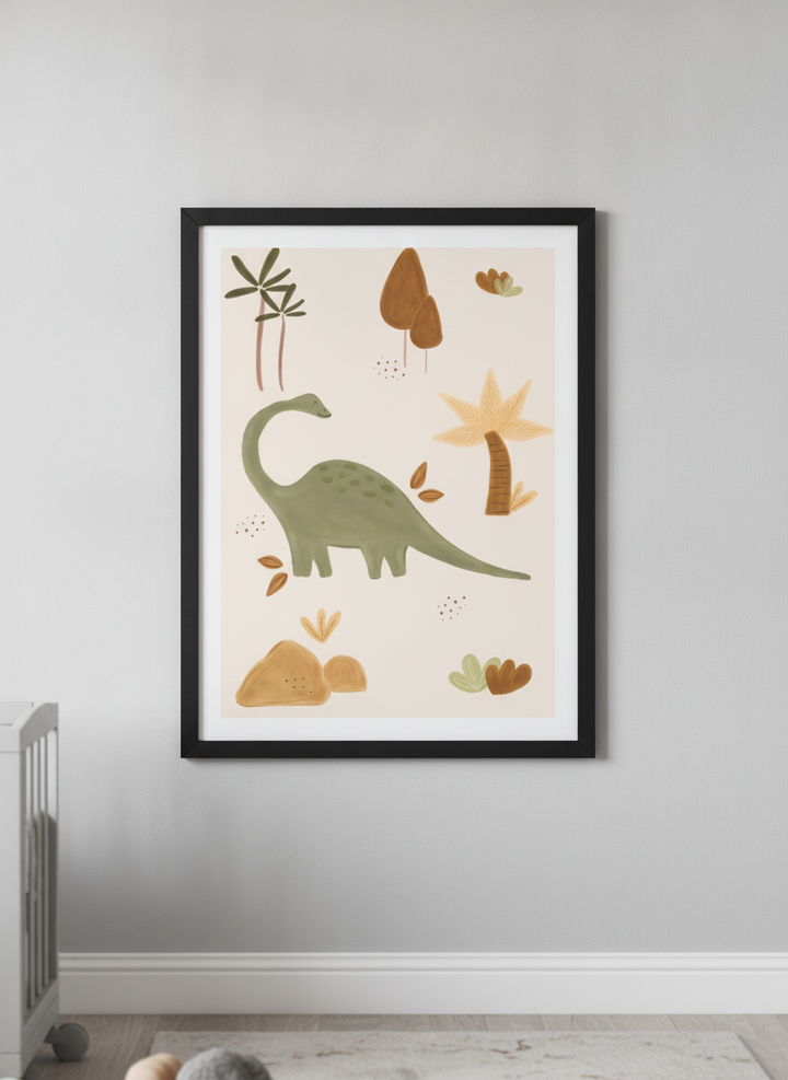 Soft neutral wall art styled in a serene nursery with pastel tones