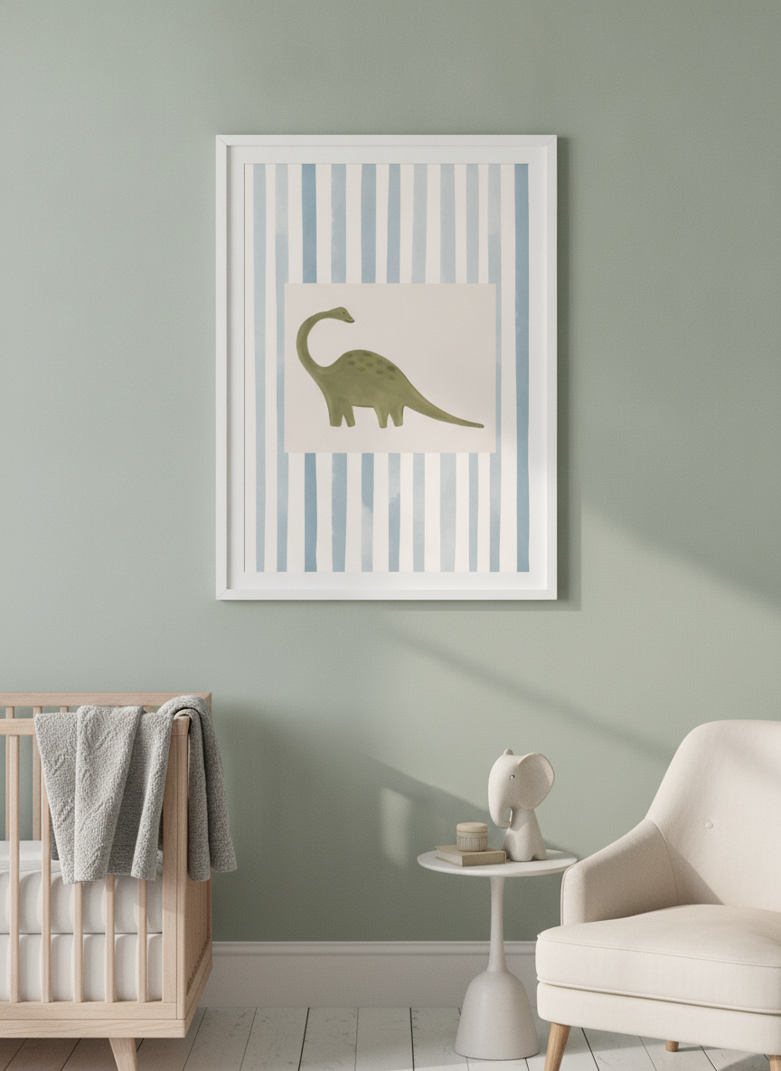 Soft neutral wall art styled in a serene nursery with pastel tones