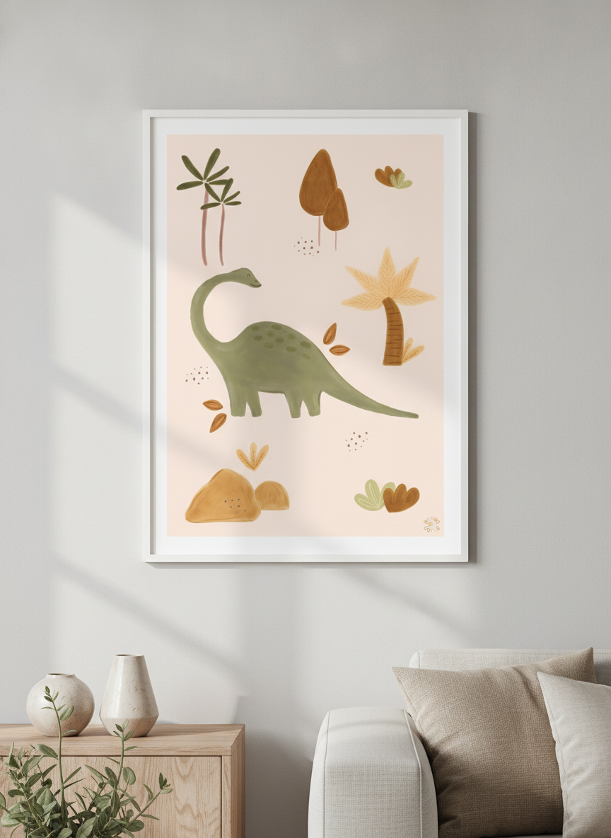 Modern wall art styled above a sofa in a neutral living room