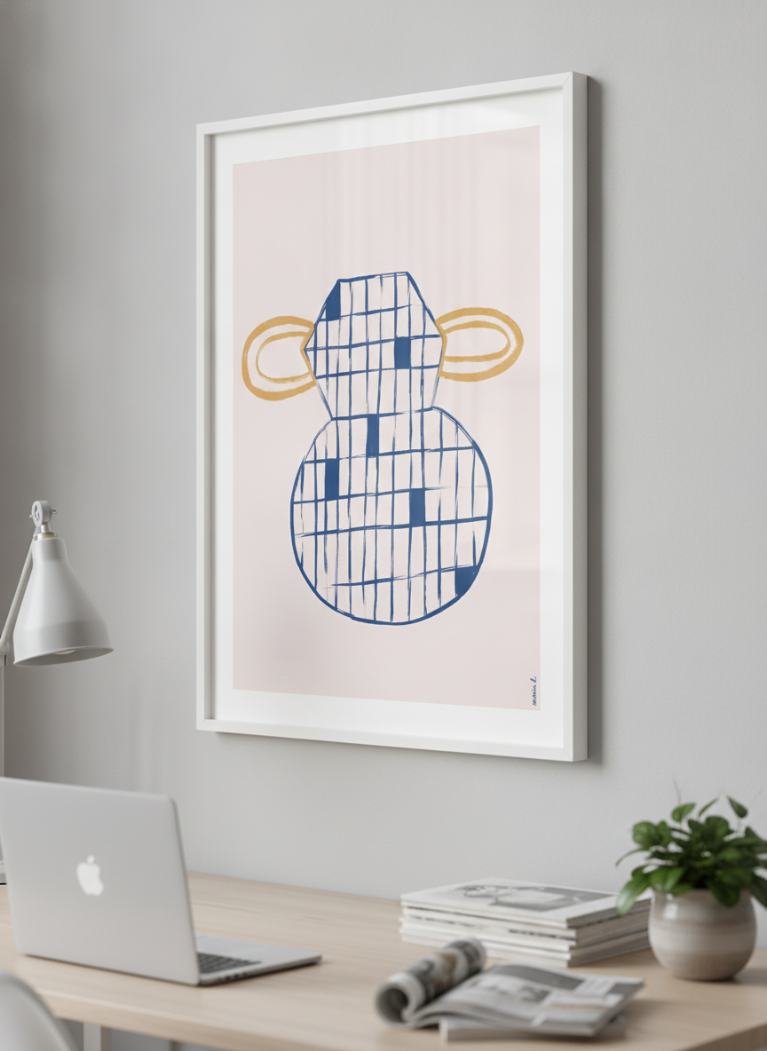 Contemporary wall art featured in a bright modern office workspace