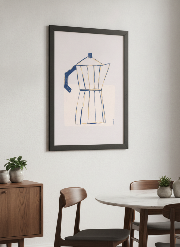 Wall art styled above a dining table in a contemporary home