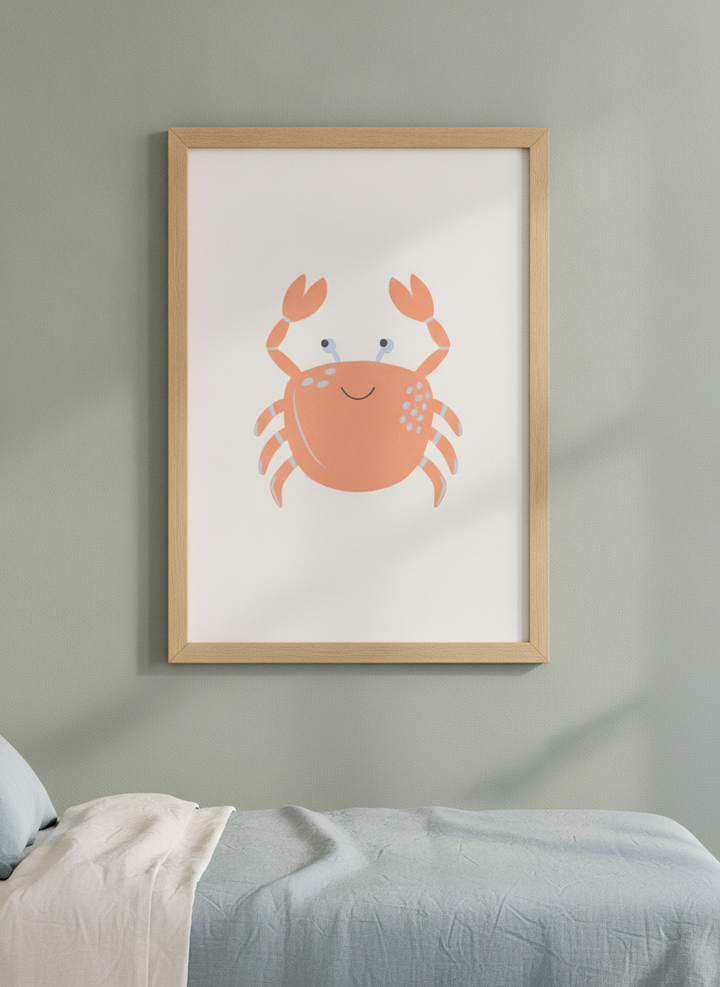 Minimalist artwork displayed in a calm, light-filled bedroom interior