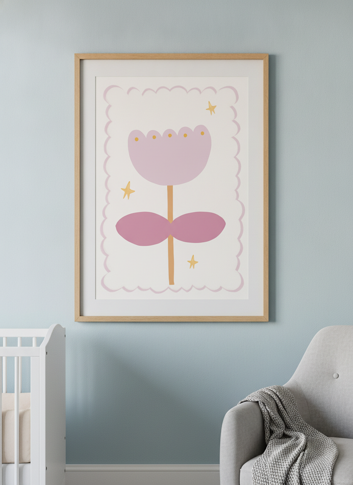 Soft neutral wall art styled in a serene nursery with pastel tones