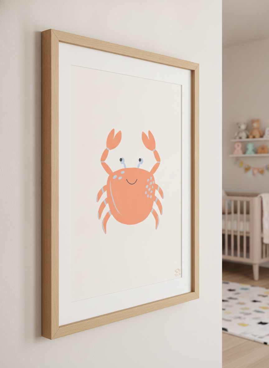 Soft neutral wall art styled in a serene nursery with pastel tones