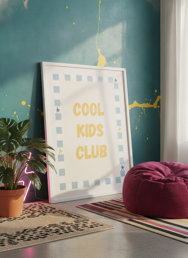 Bold wall art styled in a colourful, eclectic modern home