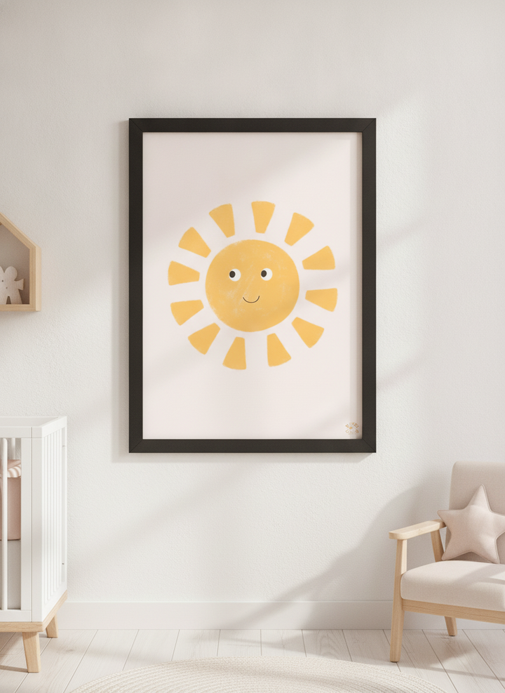 Soft neutral wall art styled in a serene nursery with pastel tones