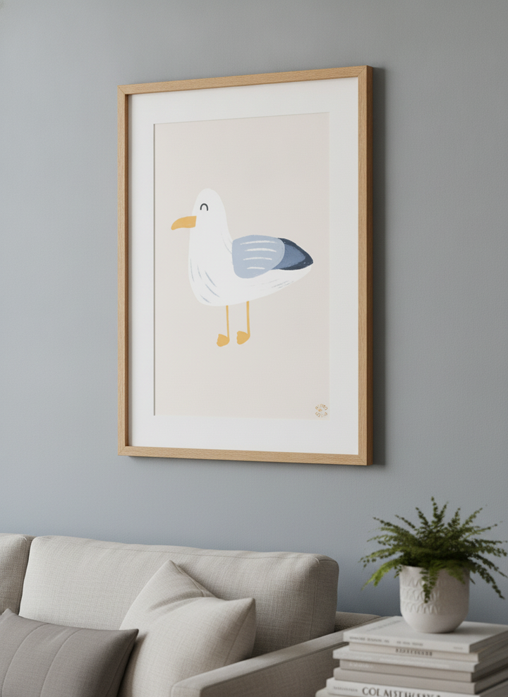 Modern wall art styled above a sofa in a neutral living room