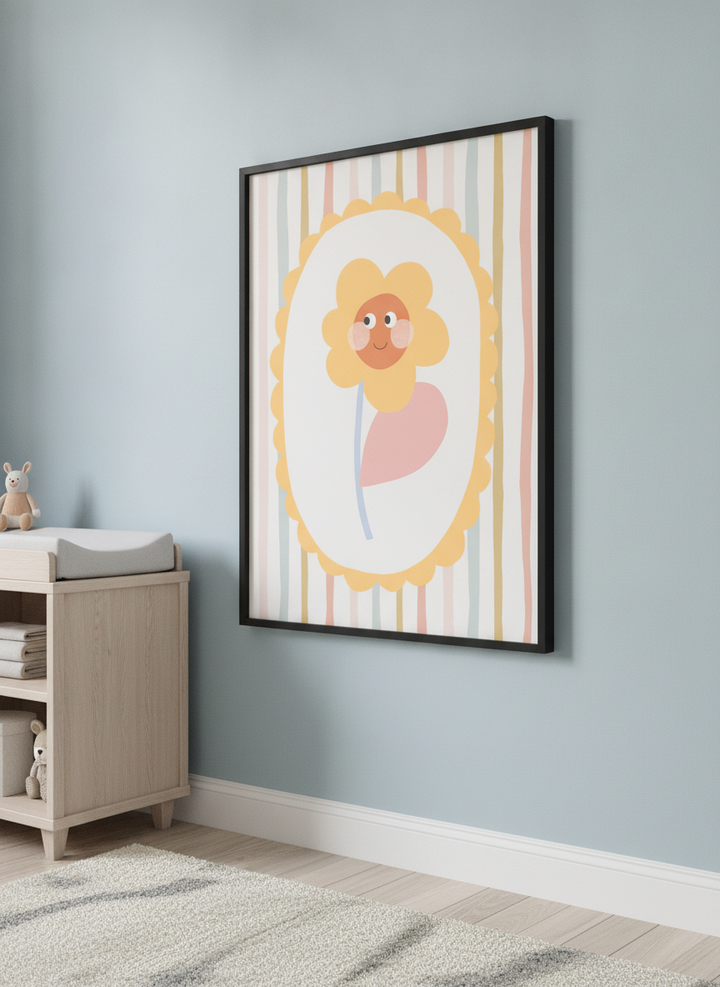 Soft neutral wall art styled in a serene nursery with pastel tones