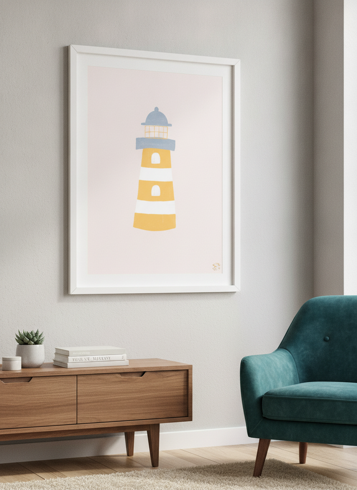 Modern wall art styled above a sofa in a neutral living room